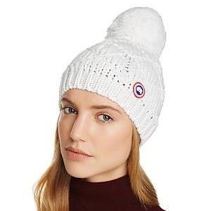 White Canada Goose Oversized Pom Toque Womens Hat